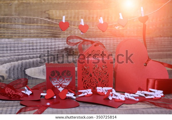 Closeup Beautiful Decorative Red Paper Valentine Stock Photo Edit