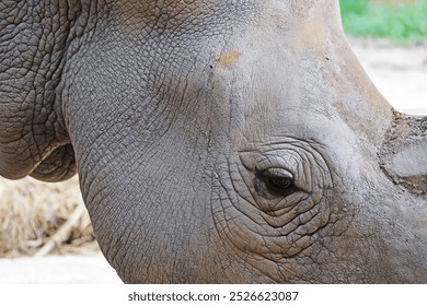 Closeup of a Beautiful Eye and Rough Skin Texture of White Southern Rhino - Powered by Shutterstock