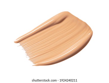 Close-up of a beautiful liquid foundation stroke on a white background