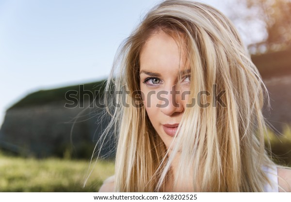 Closeup Beautiful Natural Girl Messy Hair Stock Photo Edit Now