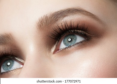 Closeup Of Beautiful Woman Eye With Bright Stylish Makeup 