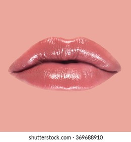 Close-up Of Beautiful Woman Lips Isolated