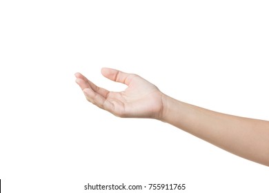 Close-up of beautiful woman's hand isolated on white background. 