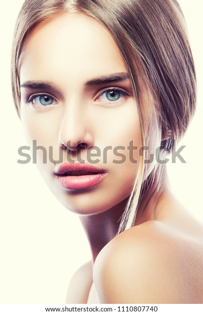 Closeup Beauty Girl Face Natural Makeup Stock Photo Edit Now