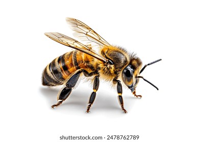 A close-up of a bee on a white background. - Powered by Shutterstock