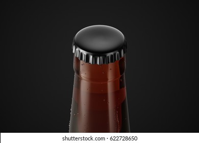 Close-Up Of A Beer Bottle Cap Mockup With On A Black Background