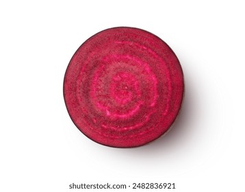 Closeup beetroot (beet root) cut in half sliced isolated on white background with clipping path. Top view. Flat lay. - Powered by Shutterstock