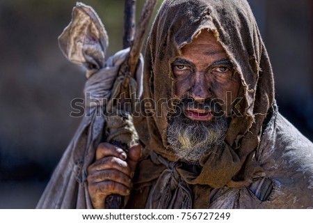 Close-up of a beggar