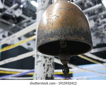 Closeup Of Bell In Boxing Ring Or Boxing Stadium.