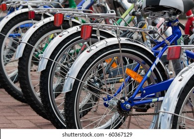 Closeup of bicycle wheels