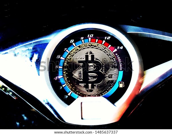 Close-up\
bitcoin gold control panel of\
motorcycles