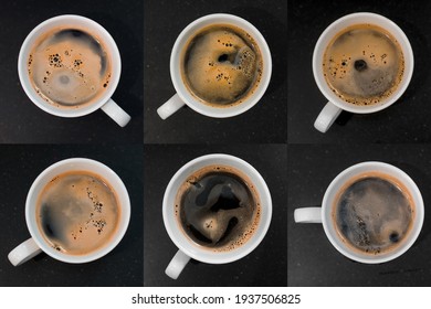 closeup black coffee cup. top view set - Shutterstock ID 1937506825