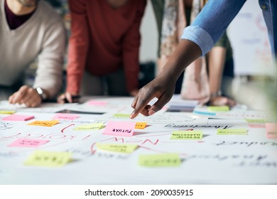 Close-up of black entrepreneur and his business team brainstorming while analyzing mind map on a meeting in the office. - Powered by Shutterstock