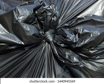 Closeup Black Garbage Bag Texture