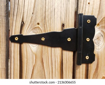 Closeup Of Black Gate Hinge