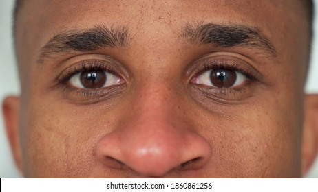 Close-up Of A Black Man's Eyes. Eyes Of A Thoughtful Man