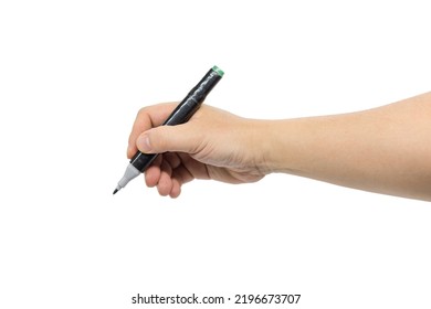 Close-up Of Black Marker Pen In Hand