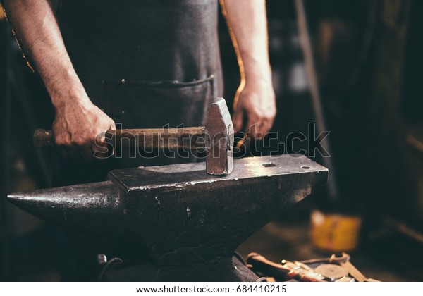 Closeup Blacksmith Manually Forging 