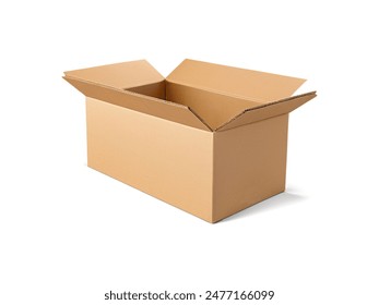 Closeup blank delivery box or cardboard box open isolated on white background - Powered by Shutterstock