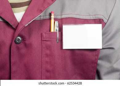 Close-up Of Blank Name Tag On Service Man Uniform