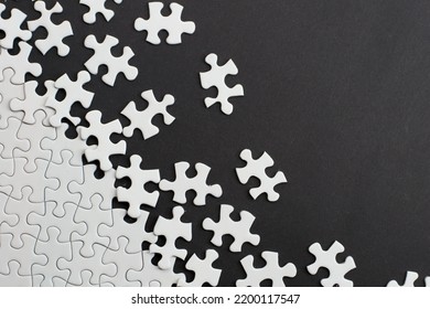 Close-up Of Blank White Puzzle Texture Background