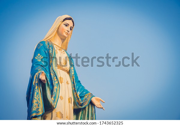 Closeup Blessed Virgin Mary Statue Figure Stock Photo 1743652325 ...