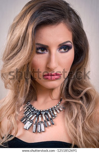 Closeup Blonde Attractive Woman Wavy Long Stock Photo Edit Now