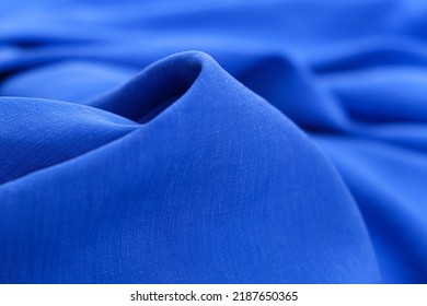 Close-up Of Blue Linen Fabric