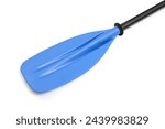 Closeup of blue plastic boat paddle isolated on white