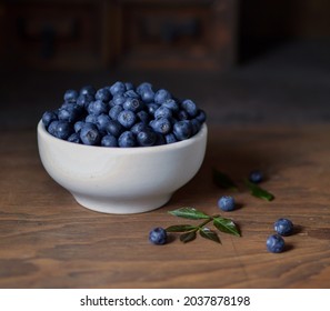 Close-up Of Blueberry Fruit Inside A Bowl On A Table