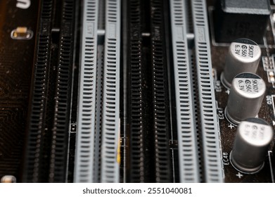 Close-up of the board with memory slots