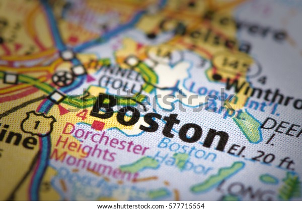 Closeup Boston Massachusetts On Road Map Stock Photo Edit Now
