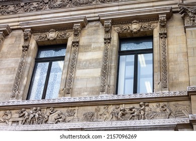 A Closeup Of The Bourse (stock Exchange) Historical Building Facade In Brussels, Belgium