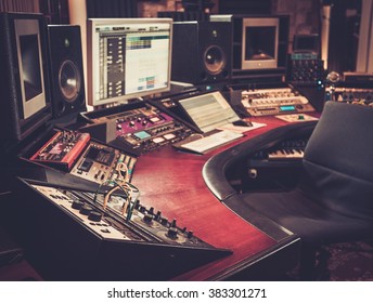 Close-up Of Boutique Recording Studio Control Desk.