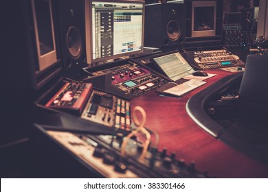 Close-up Of Boutique Recording Studio Control Desk.