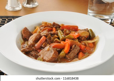 Closeup Of A Bowl Of Beef Pot Roast With Vegetables