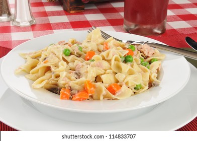 Closeup Of A Bowl Of Tuna Noodle Casserole