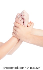 Closeup Of A Boy Grabbing A Girl's Wrist