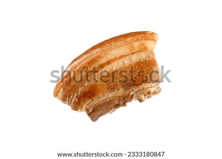 Close-up of Braised pork belly  isolated on white background.