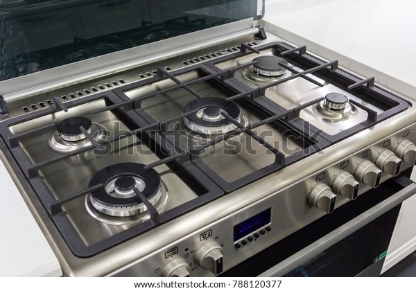 Closeup Brand New Modern Gas Stove Stock Photo Edit Now 788120377