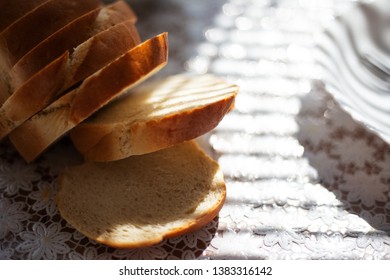 Close-up of bread on kitchen table