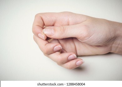 Close-up Of Brittle Nails. A Broken Nail On Your Finger.