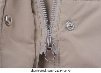 Close-up Of A Broken Zipper On A Jacket.