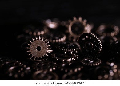 Close-Up of Bronze Gears in Low Light - Industrial Machinery Components - Powered by Shutterstock