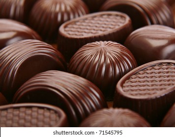 Closeup Brown Chocolate Candy Background