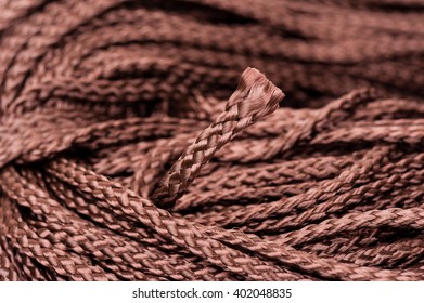 Closeup Brown Polyester Rope, Synthetic Fibres Rope