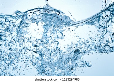 closeup of bubbles in blue water