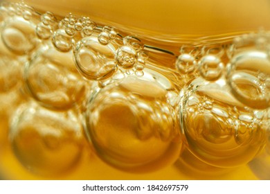 Close-up bubbles on the surface of kombucha vinegar