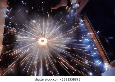 Closeup of Burning Firecrackers in a Dark outside of the house