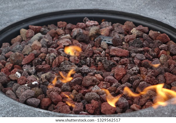 Closeup Burning Rocks Fire Pit Stock Image Download Now